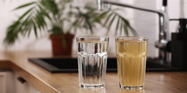 to glass- ett med klart vann og ett med brungult vann