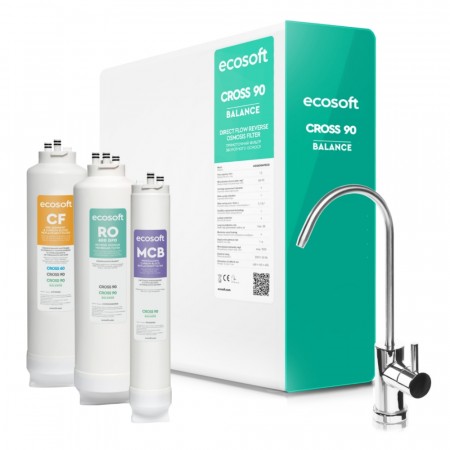 Ecosoft Cross 90 Balance direkteflyt RO drikkevannsfilter med mineraltilsetning (POU)