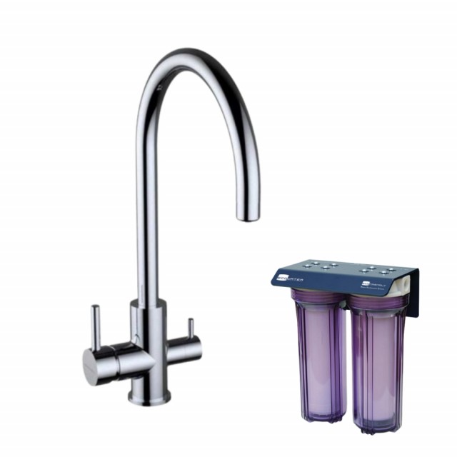 Eco Friendly vannfilter med Ares treveis kjøkken kran for forbruksvann og filtrert trygt drikkevann i ett!