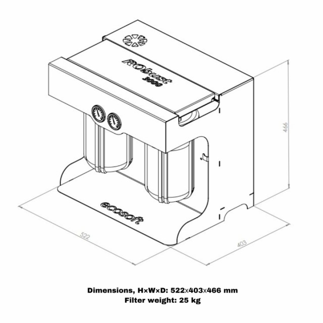 RO anlegg EcoSoft RObust 3000 mål og vekt