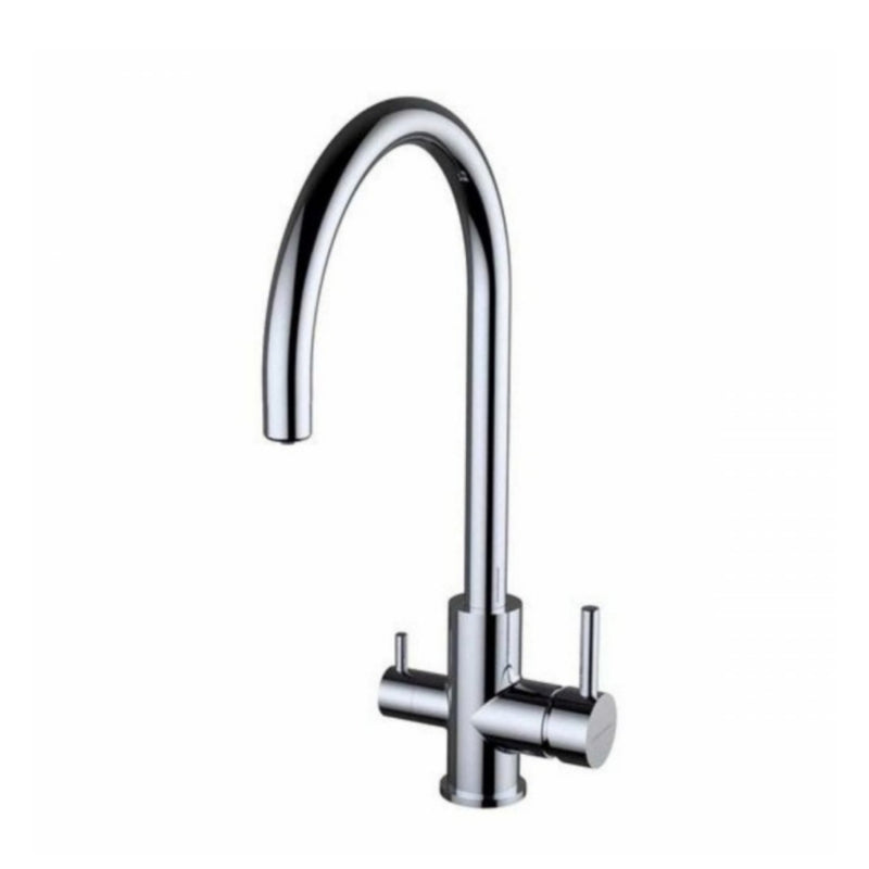 Ares treveis kran i blank chrome og rustfritt stål