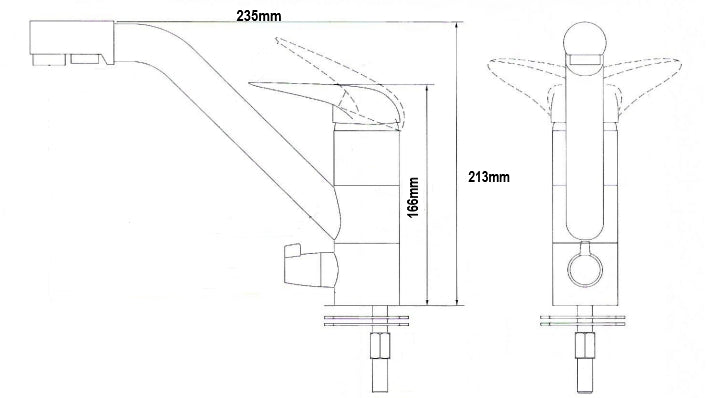 Cosmo treveiskran teknisk tegning