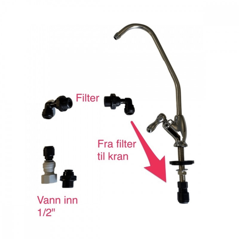 Eco drikkevannskran og medfølgende koblinger