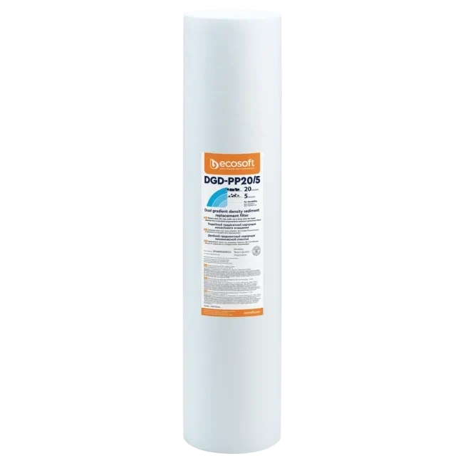 Ecosoft dual gradient PP sedimentfilter 4,5 x 20 tommer, 20 til 5 micron, refill grovfilter