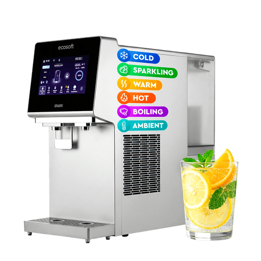 Ecosoft Spark smart benkeplate omvendt osmose vannfilter med kokende, kaldt og kullsyreholdig vann