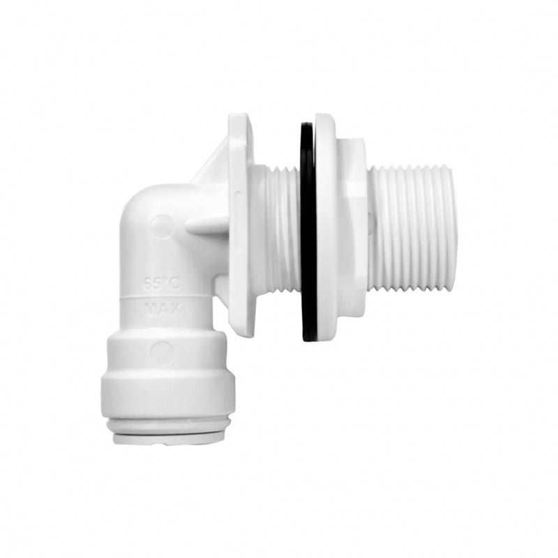 Gjennomføring med 90 graders bend 15mm til 3/4" John Guest hurtigkobling