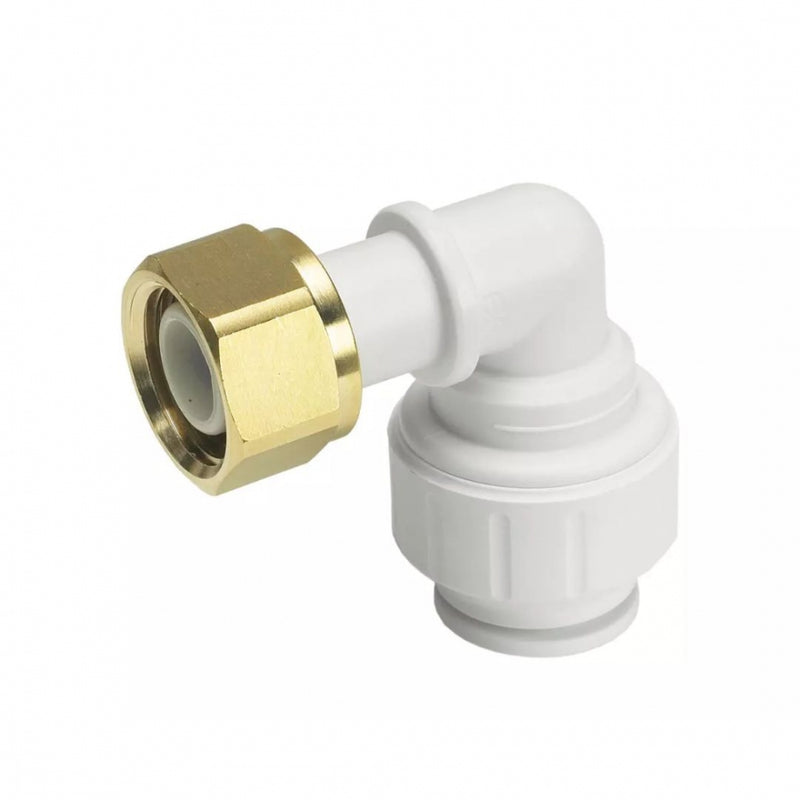 Overgang 15 mm til 1/2" 90 graders bend, John Guest hurtigkobling